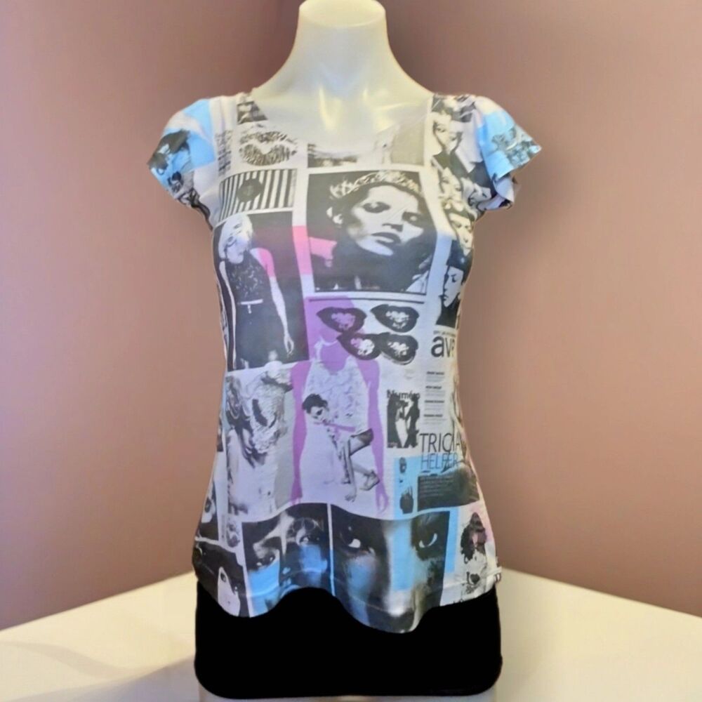 VTG 90s Argentine Cyber Y2K Supermodel UV Glow Graphic Tee